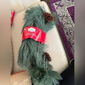 New Holiday Time Evergreen Garland 9 foot with Pinecones. Total of 4 garlands